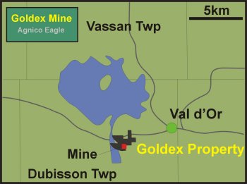 Goldex Mines Location Map